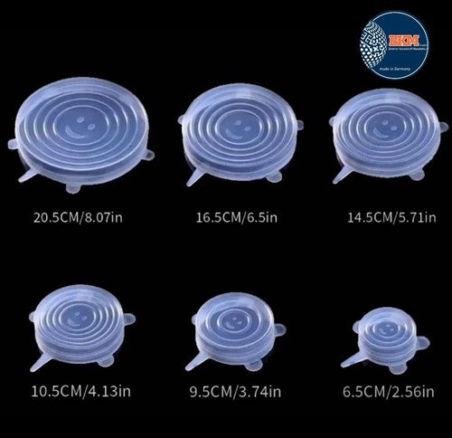 6* Stretch Silikon Frischhalte Deckel Universaldeckel dehnbar Wiederverwendbar