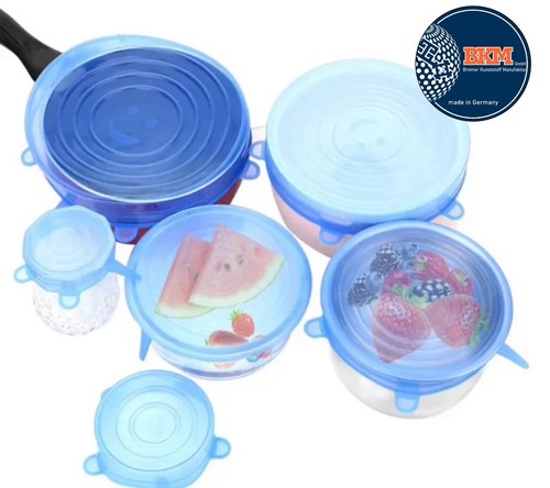 6* Stretch Silikon Frischhalte Deckel Universaldeckel dehnbar Wiederverwendbar