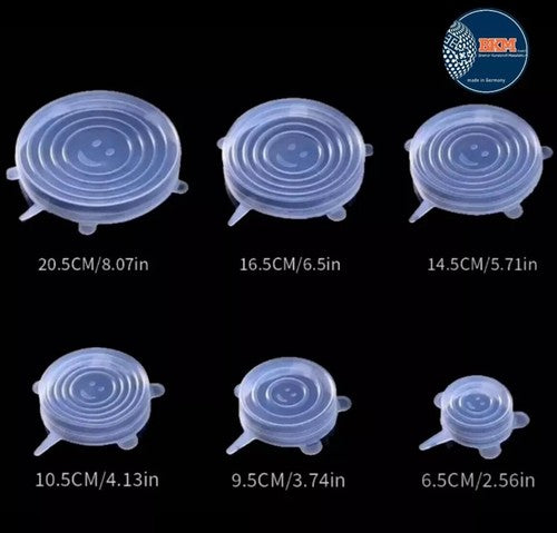 6* Stretch Silikon Frischhalte Deckel Universaldeckel dehnbar Wiederverwendbar