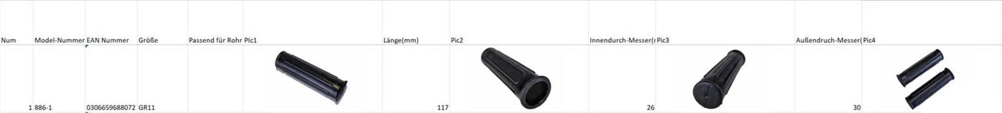 2 x Universal Schubkarrengriff Griff Schubkarre Sackkarre - 25mm Schwarz **Neu**