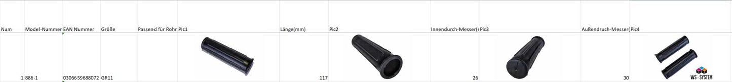 2 x Universal Schubkarrengriff Griff Schubkarre Sackkarre - 24mm Schwarz **Neu**