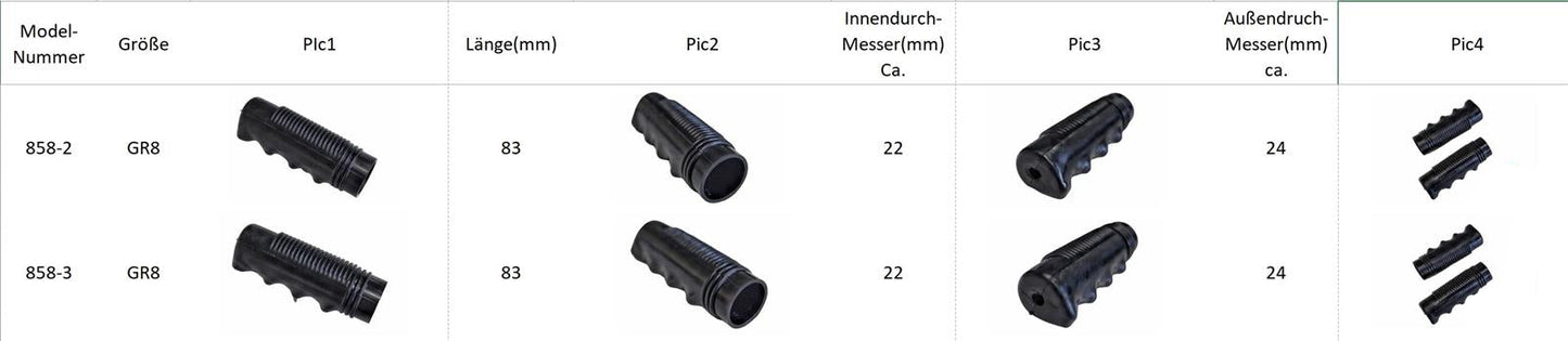 2 x Universal Fahrradgriff Vintage Lenker Griff Gummi 22mm Schwarz **Neu**