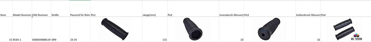 2 x Universal Schubkarrengriff Griff Schubkarre Sackkarre - 23mm Schwarz **Neu**