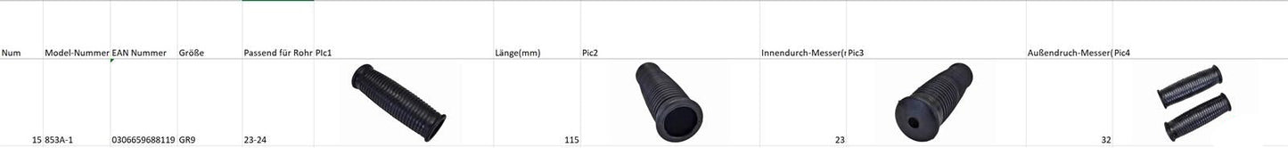 2 x Universal Schubkarrengriff Griff Schubkarre Sackkarre - 23mm Schwarz **Neu**