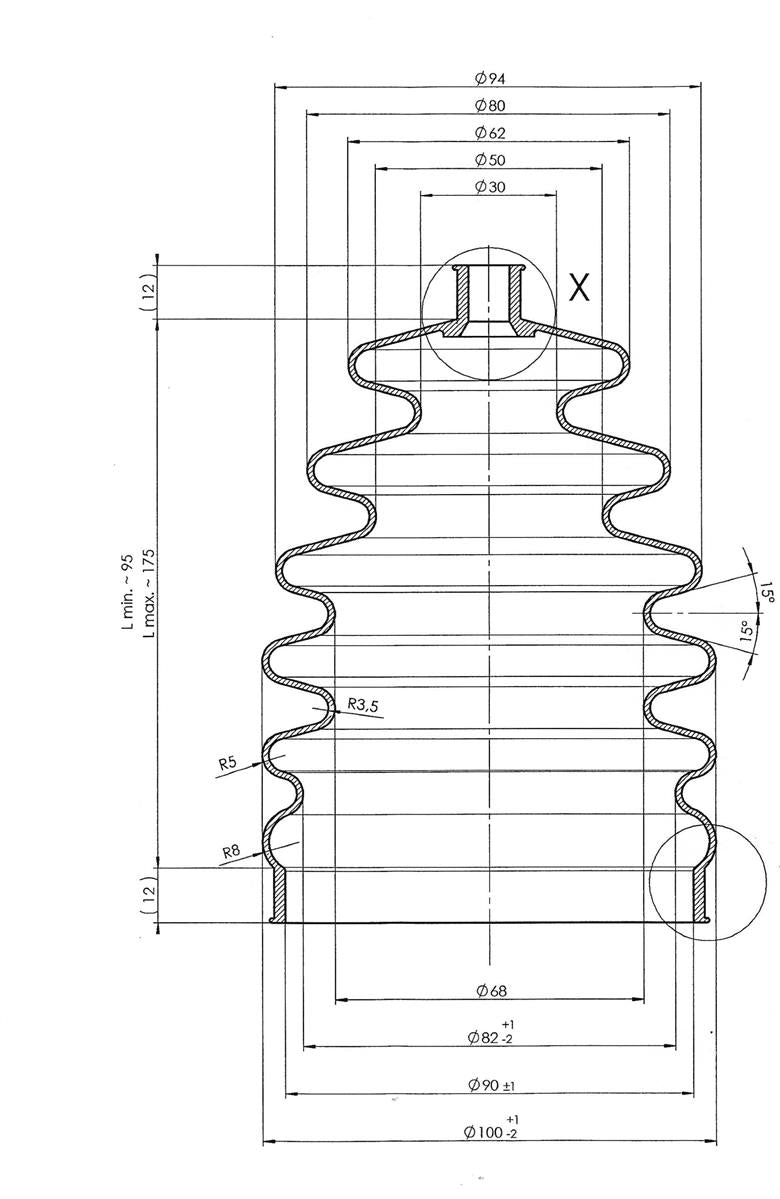 Universal Faltenbalg aus PVC - 1 Stück
