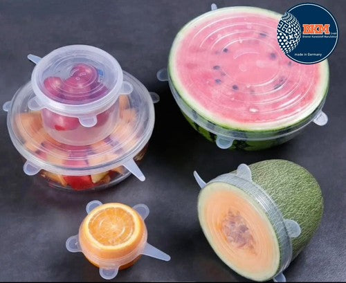 6* Stretch Silikon Frischhalte Deckel Universaldeckel dehnbar Wiederverwendbar