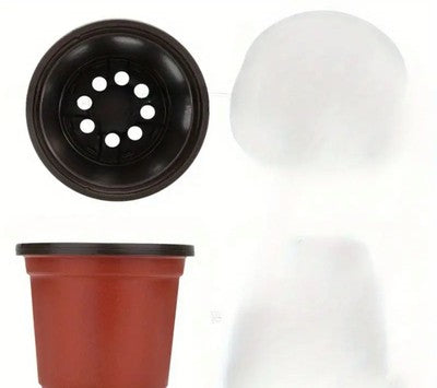 10XEinfache Einweg-Blumentöpfe aus Kunststoff für Gemüsesetzlinge oder Pflanzen.