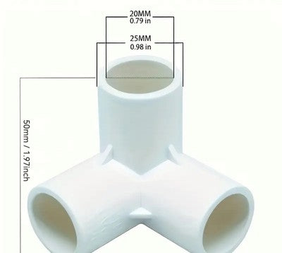 3-Wege PVC-Eckverbinder 20–25 mm – Robuste Konstruktion Fitting 10er Packung
