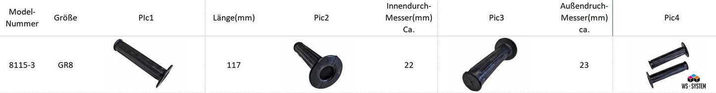 2 x Universal Classic Gummi Motorrad BMX Rolller Bike Lenker Griff 22mm *Neu*