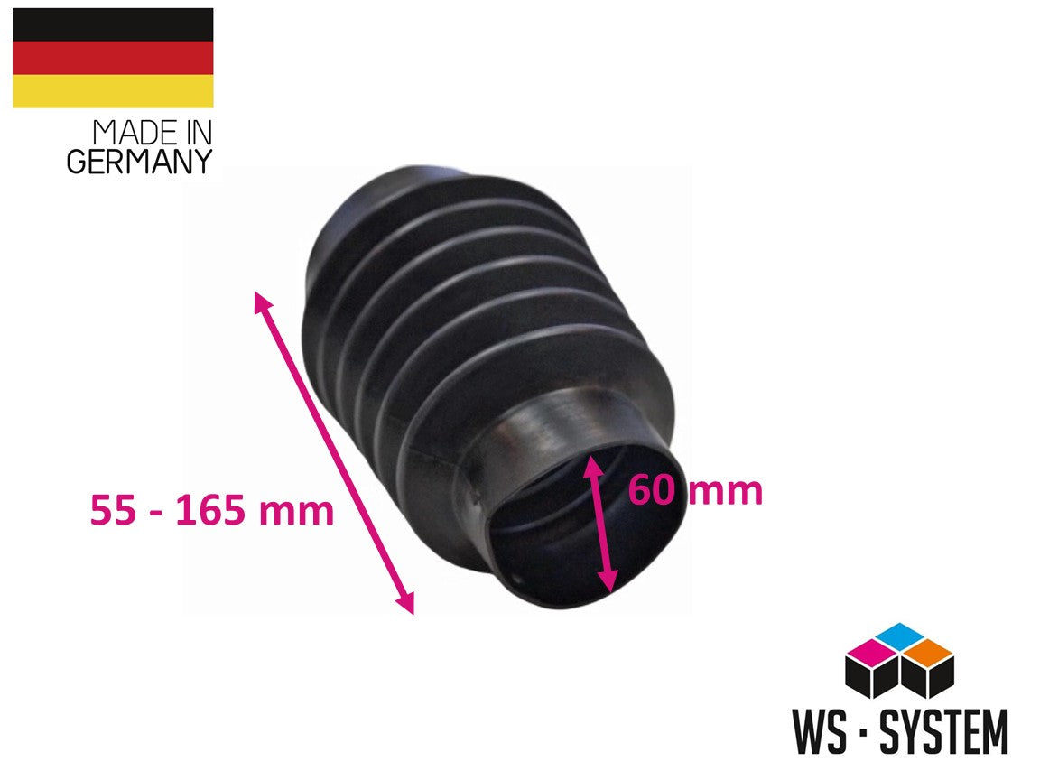 1 Stück Universal Faltenbalg Manschette Anhänger Boot L 55-165mm Ø 60mm/100mm