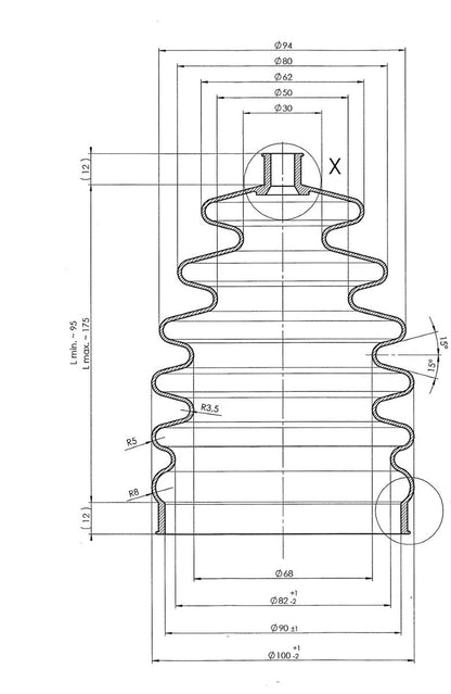 Universal Faltenbalg aus PVC - 1 Stück